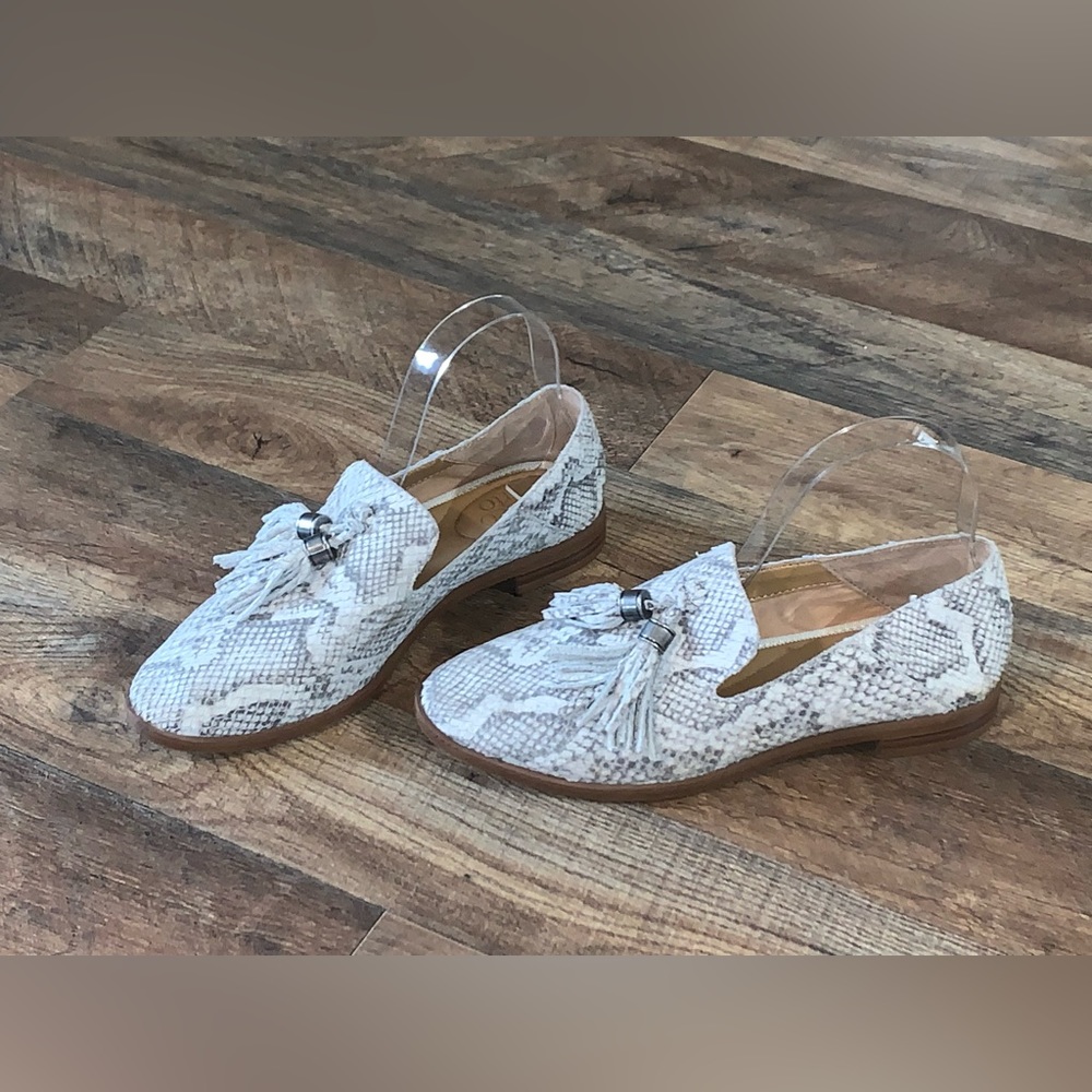 Franco Sarto leather upper reptile tassel slip on loafers shoes size 7M